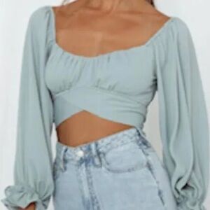 Sage Green Cropped Tie top